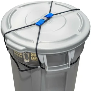 Outdoor TRASH CAN LOCK for Animals - Heavy Duty Bungee Cord Garbage Lid Strap